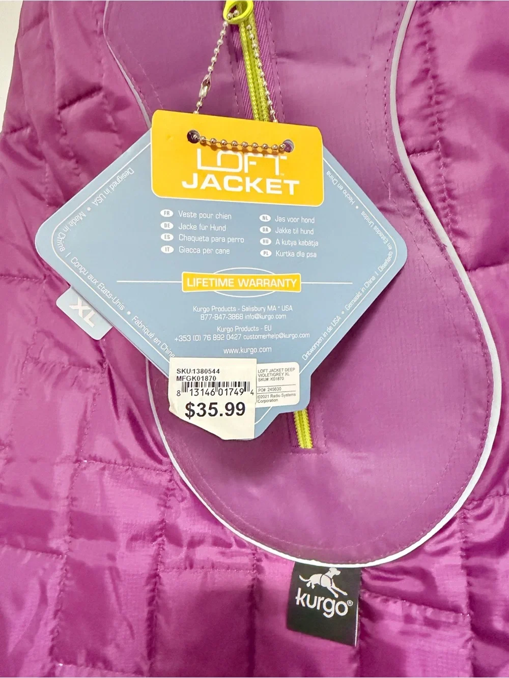 Kurgo Loft Reversible Dog Jacket X-Large new with tags!